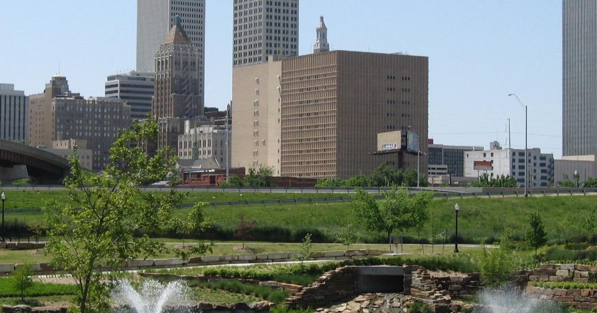 Social sharing card, cropped from the Tulsa skyline photograph